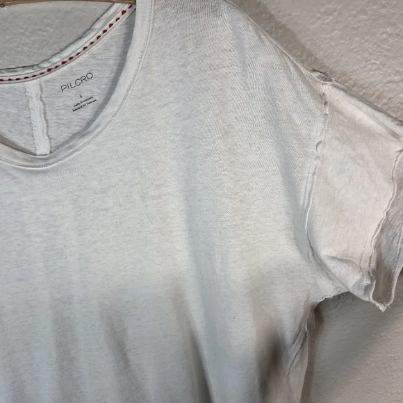 Pilcro Oversized Linen Lightweight Cap Muscle Tee Causal Sz L White Assimetrical - Picture 8 of 15